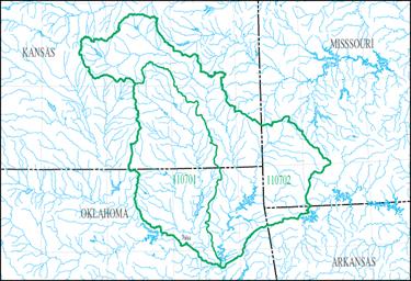 Map of watersheds in the Tri-State mining region